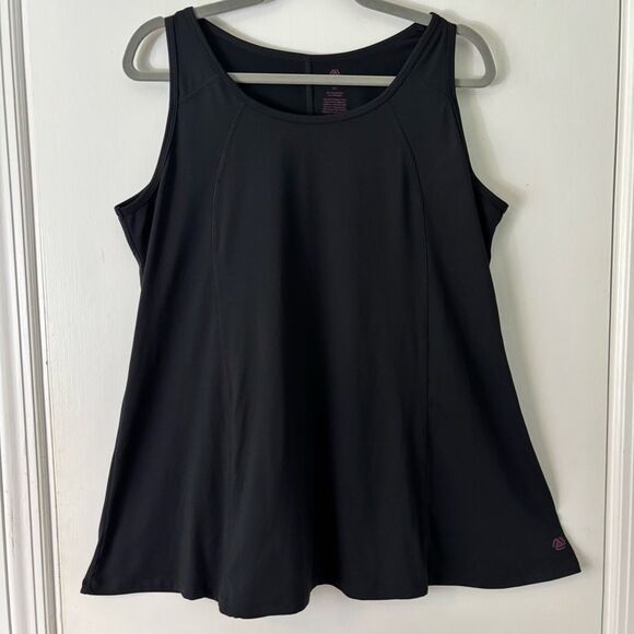 Any Age Activewear 2X black anti muffin top tank with wide sweep - Picture 1 of 7